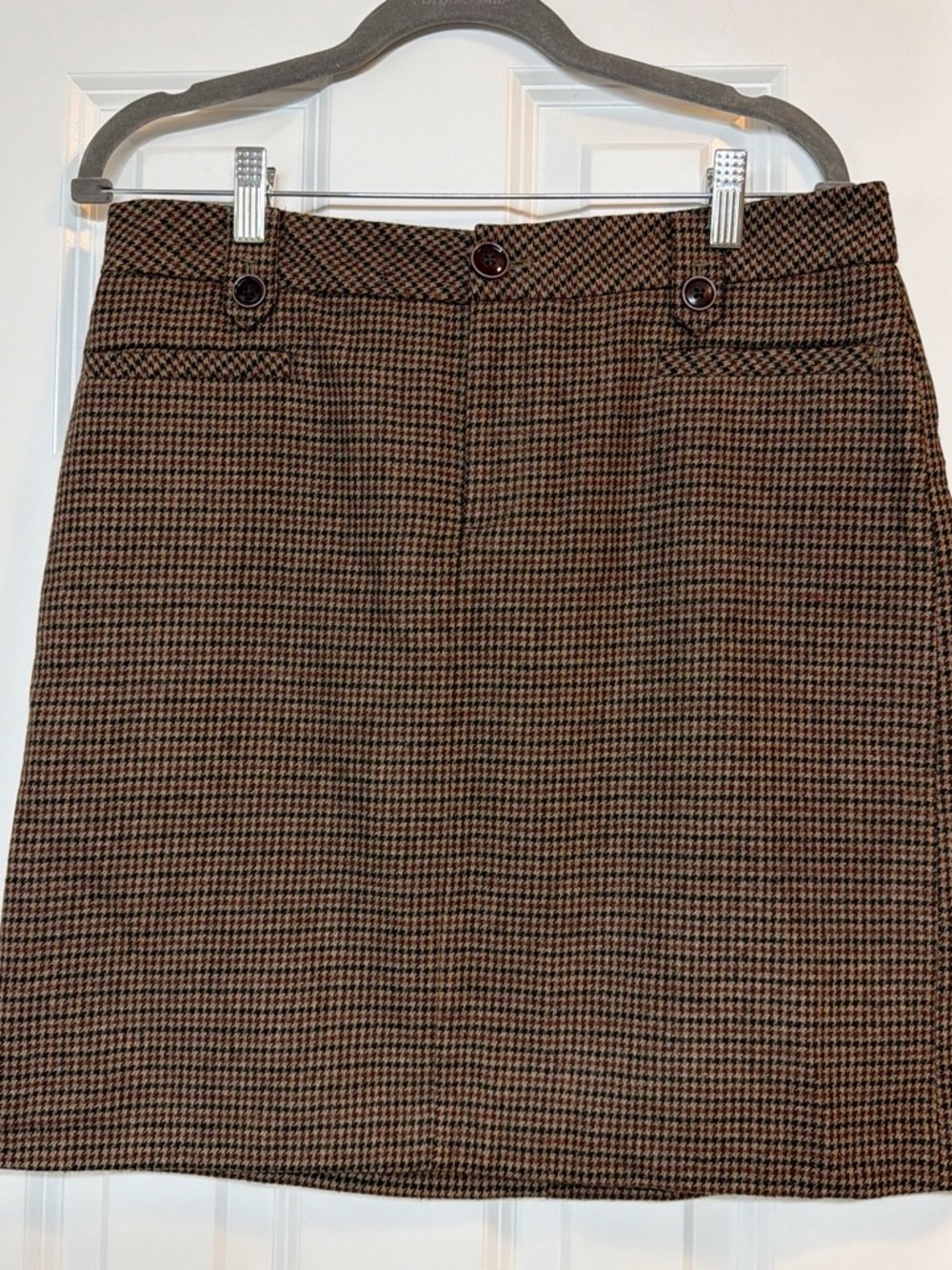 Eddie Bauer Brown & Black Houndstooth Mini Skirt